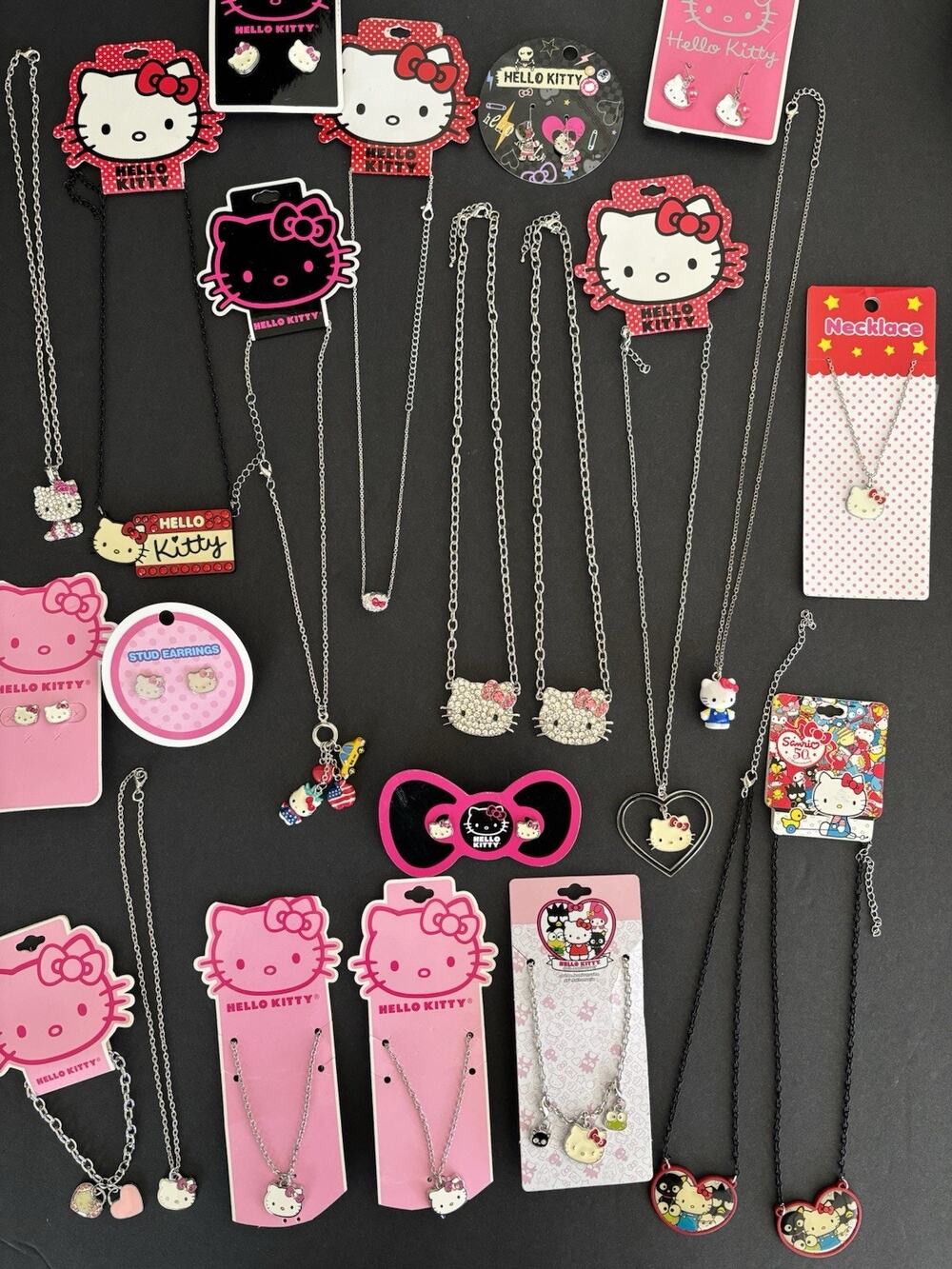 Vintage Sanrio Hello Kitty Jewelry Y2K Lot Set Of 22 Pcs, Necklaces & Earrings